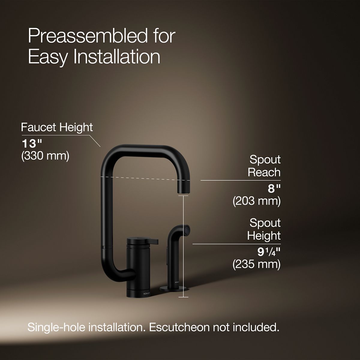 3/4 view of product with dimensions