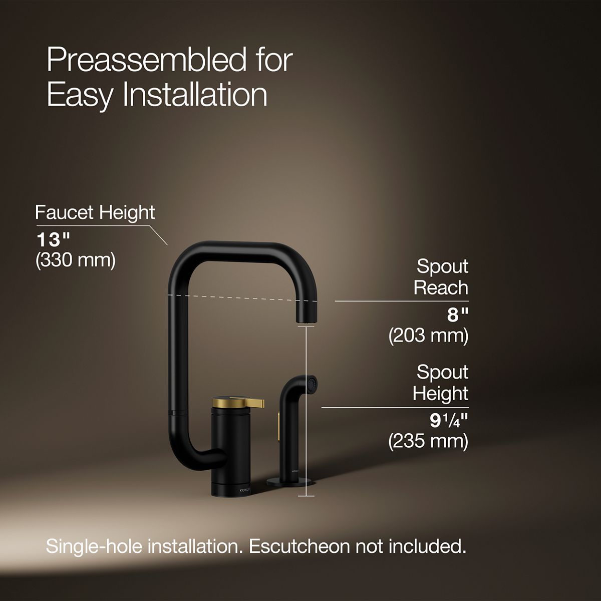 3/4 view of product with dimensions