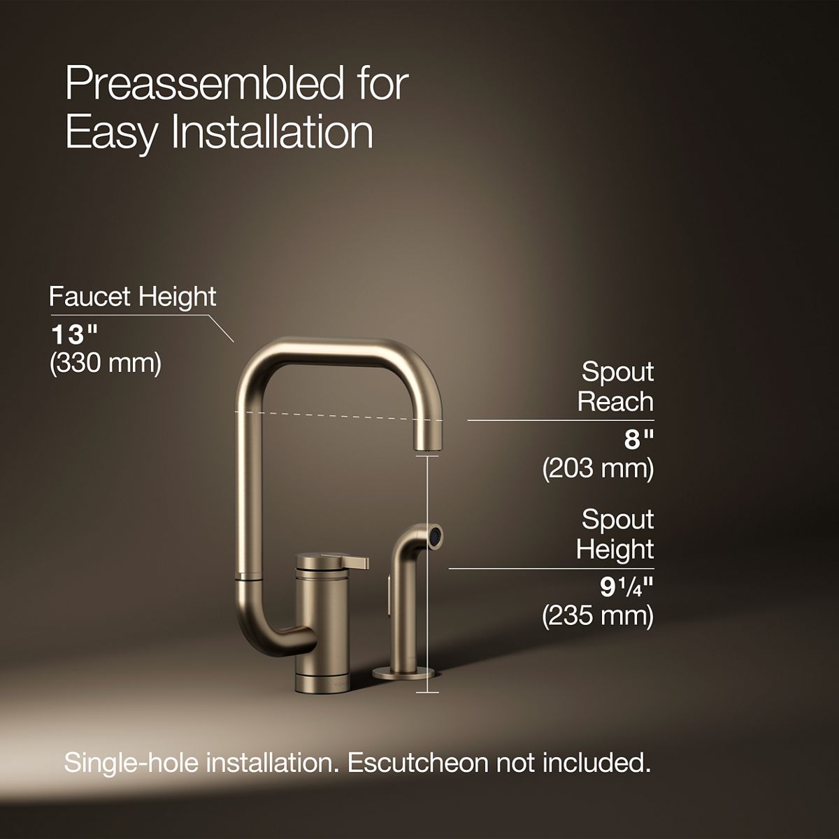 3/4 view of product with dimensions