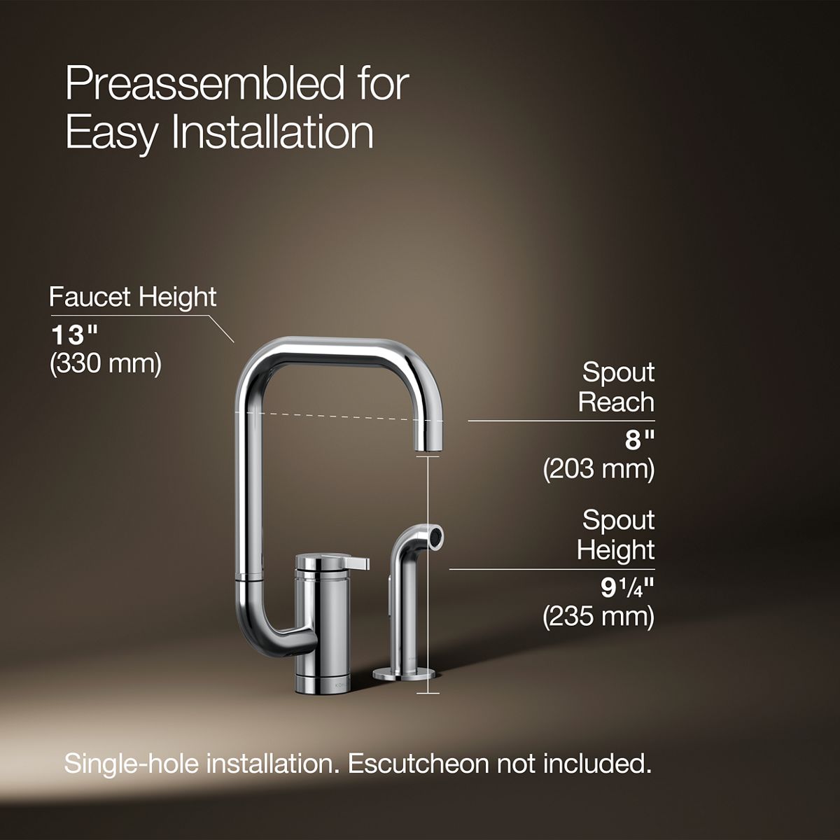 3/4 view of product with dimensions