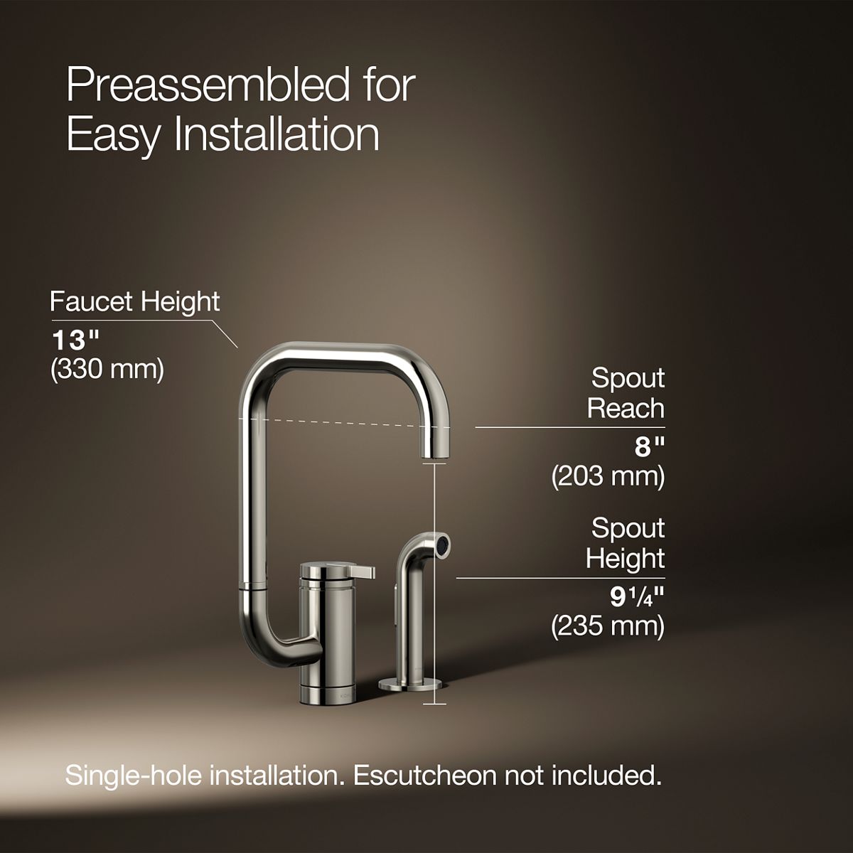 3/4 view of product with dimensions