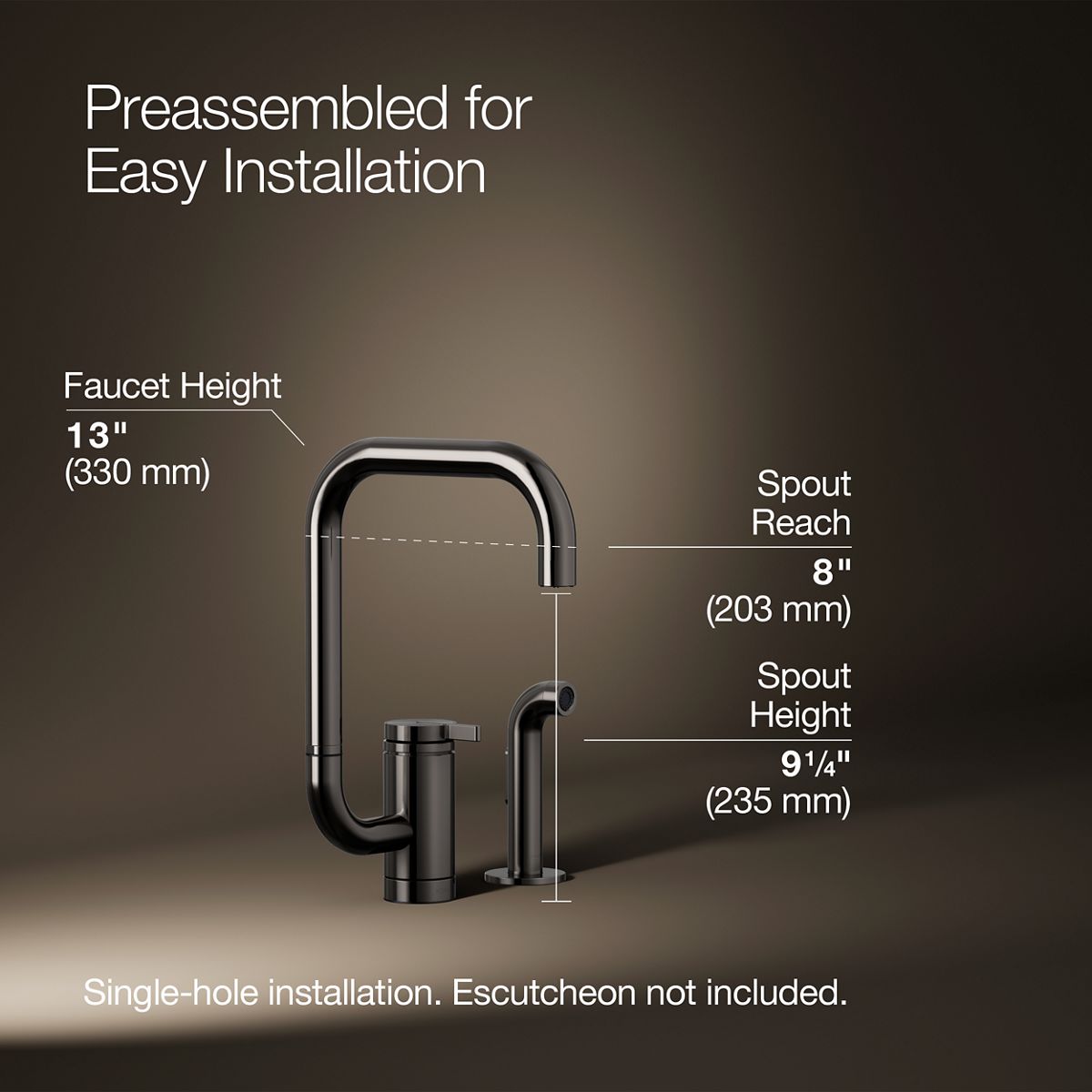 3/4 view of product with dimensions