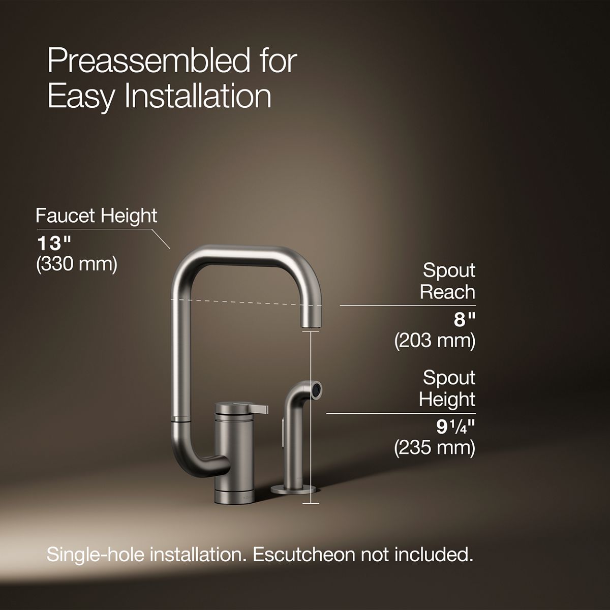 3/4 view of product with dimensions