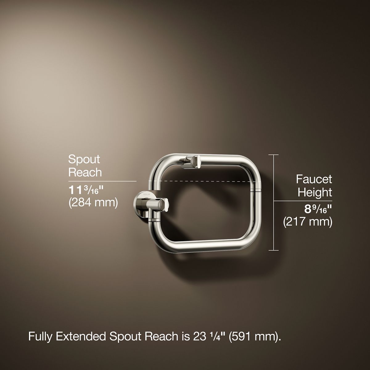 3/4 view of product with dimensions