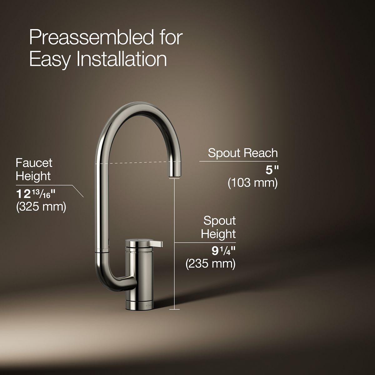 3/4 view of product with dimensions