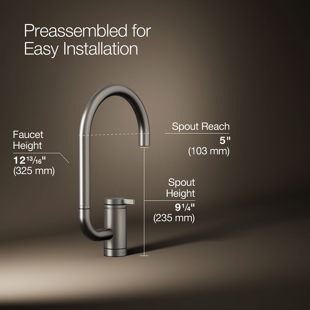 3/4 view of product with dimensions