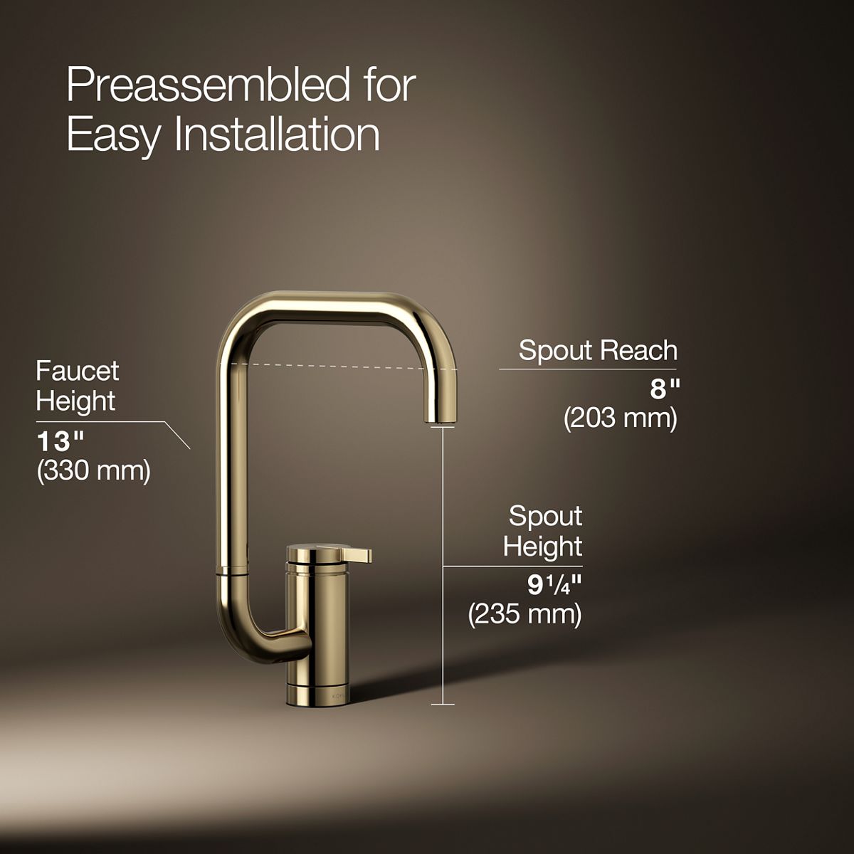 3/4 view of product with dimensions