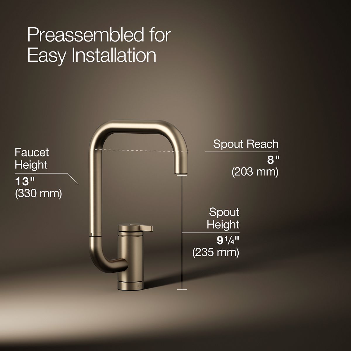 3/4 view of product with dimensions