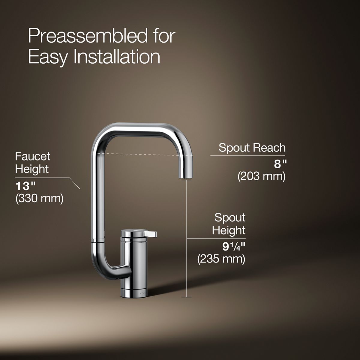 3/4 view of product with dimensions