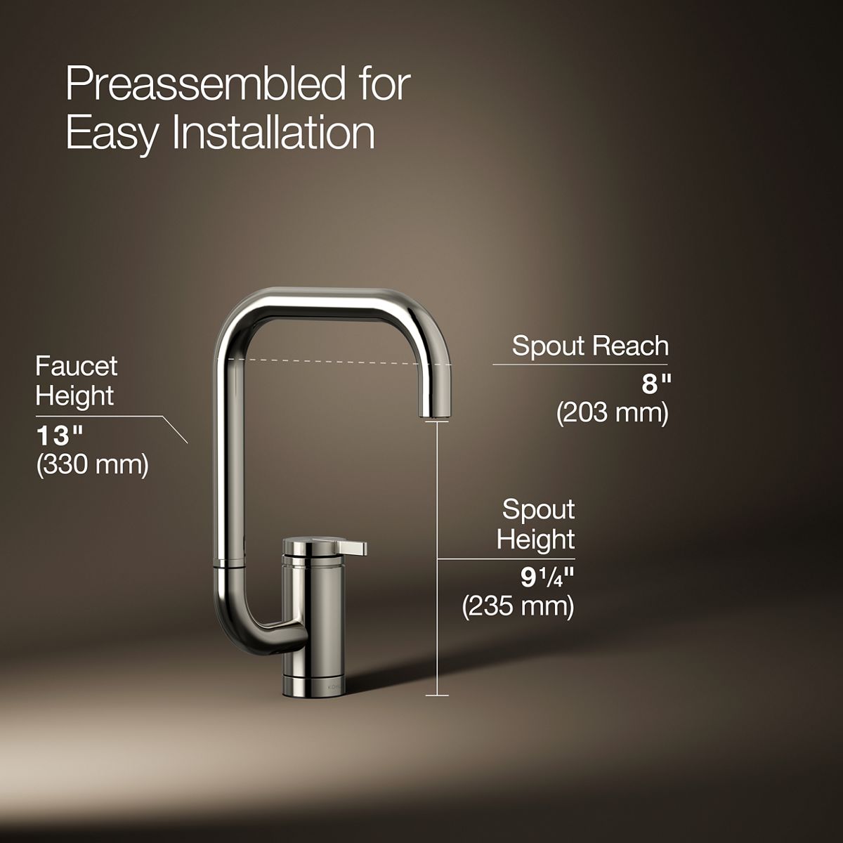 3/4 view of product with dimensions