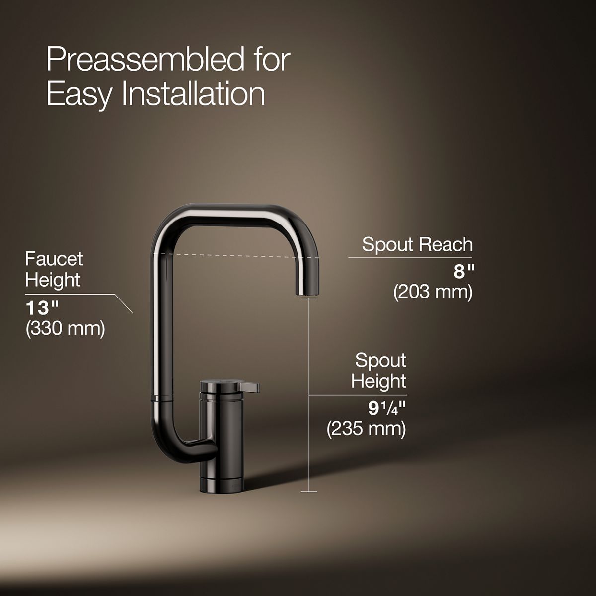 3/4 view of product with dimensions