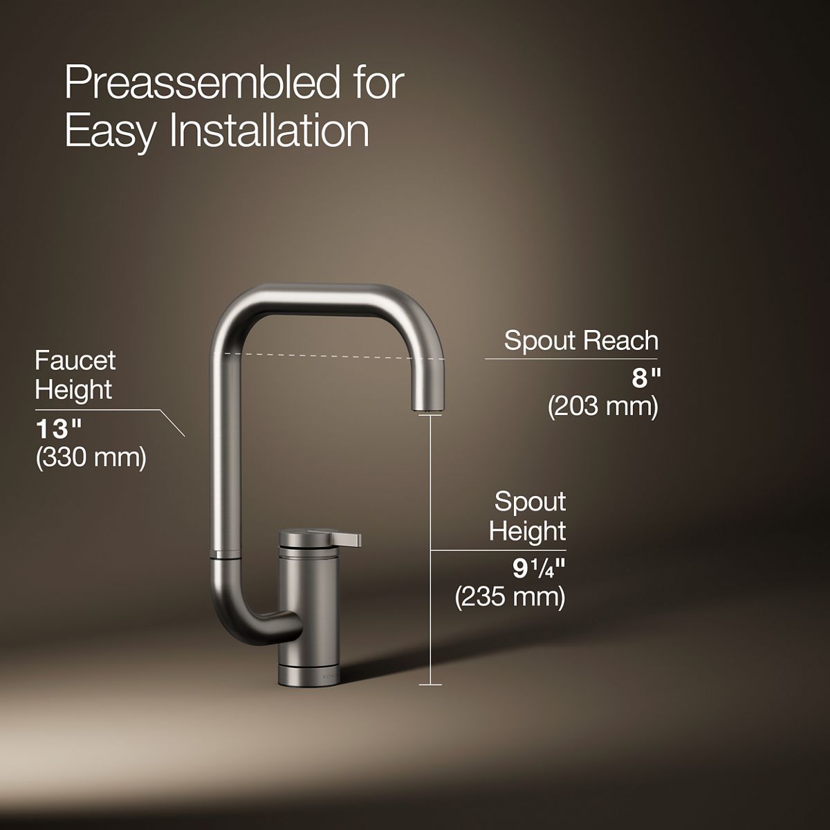 3/4 view of product with dimensions