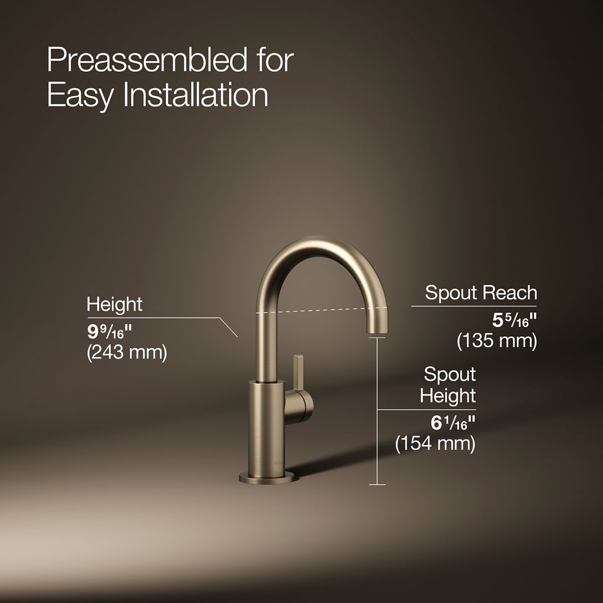3/4 view of product with dimensions