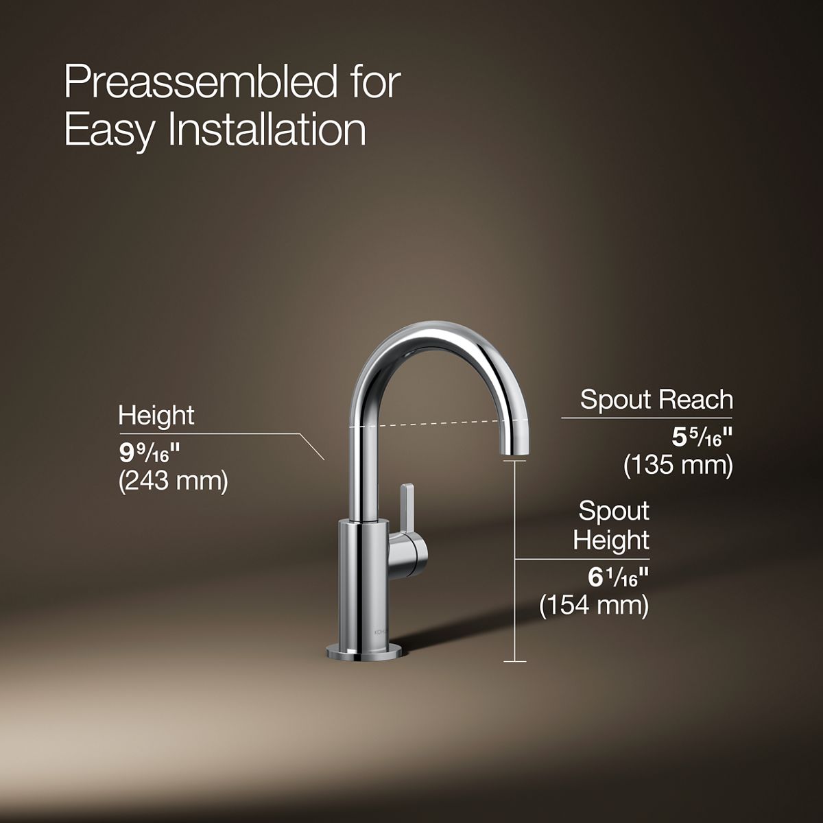 3/4 view of product with dimensions