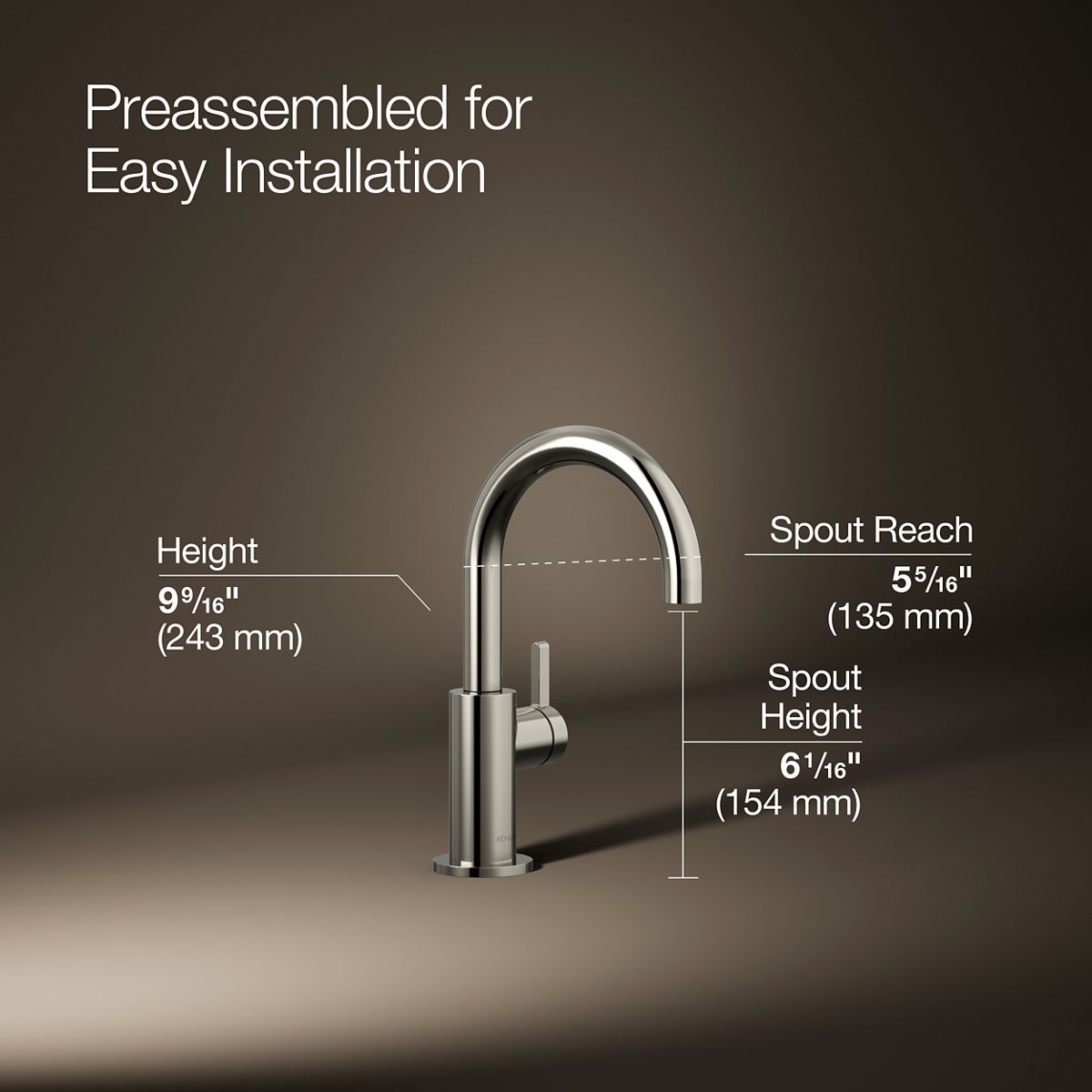 3/4 view of product with dimensions