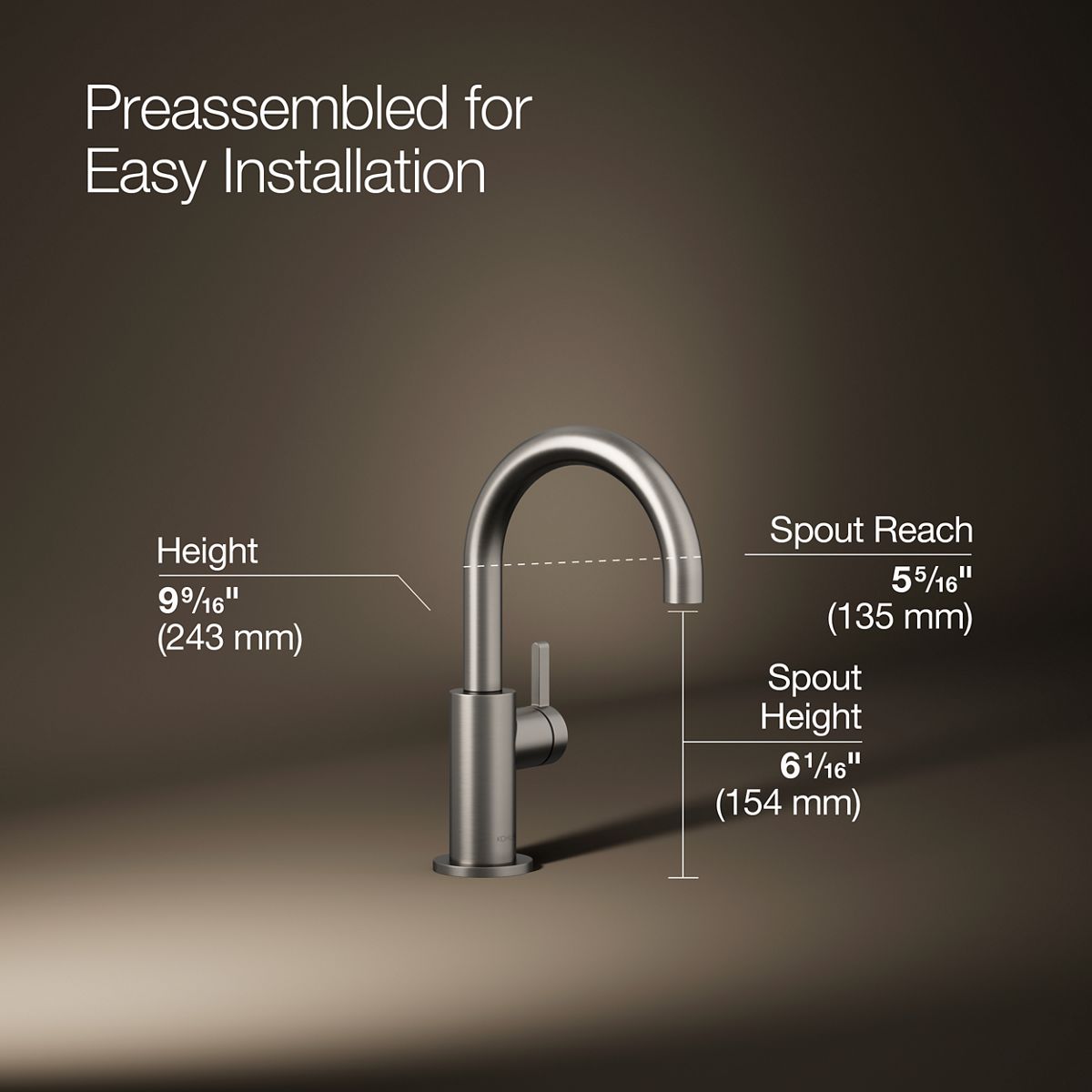 3/4 view of product with dimensions