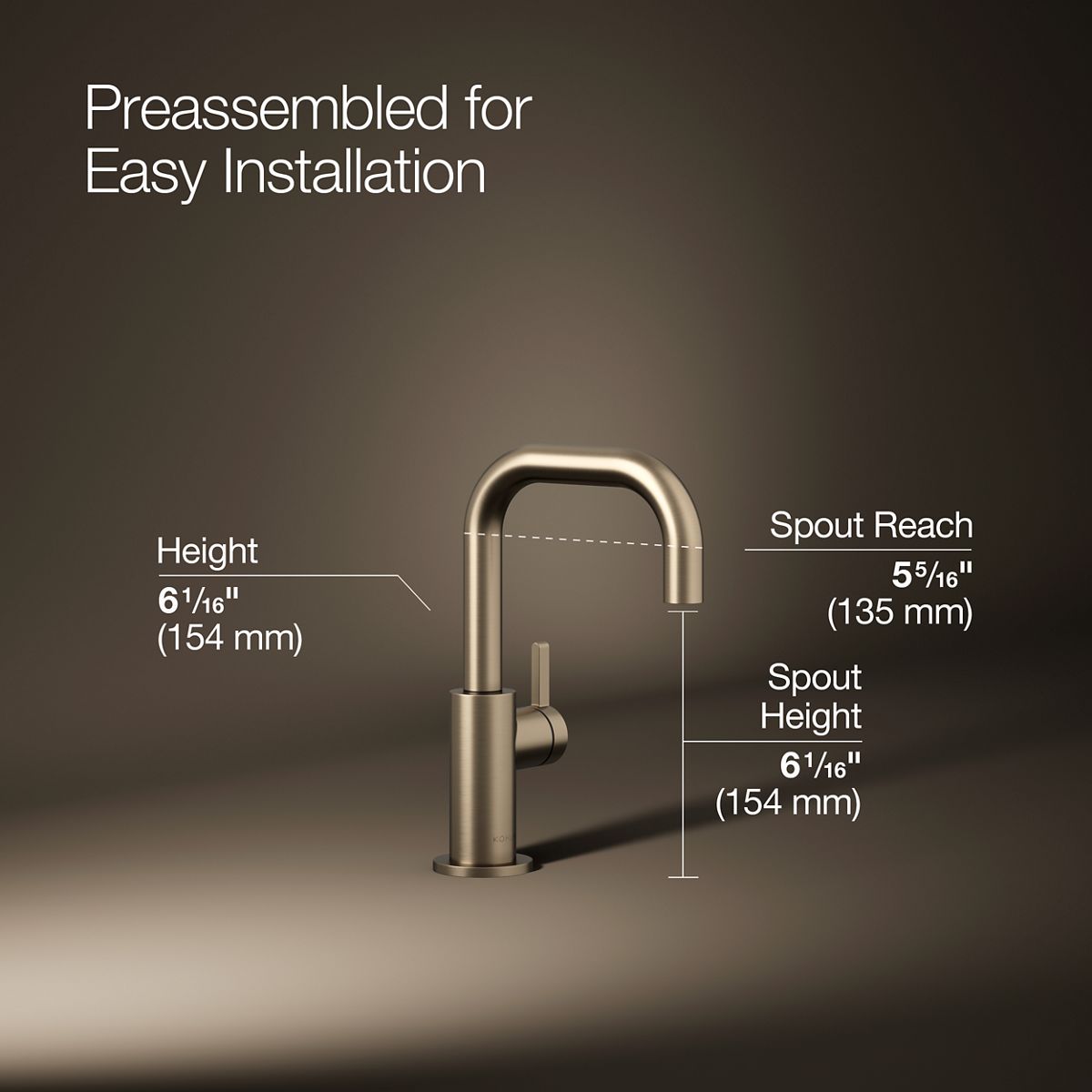3/4 view of product with dimensions