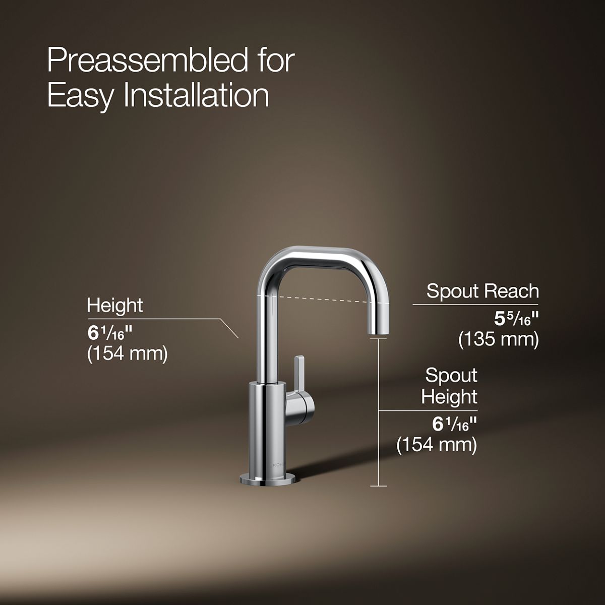 3/4 view of product with dimensions