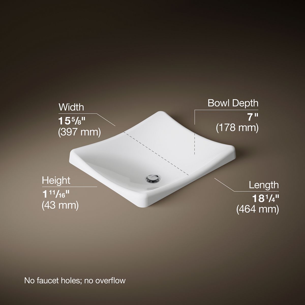 3/4 view of product with dimensions