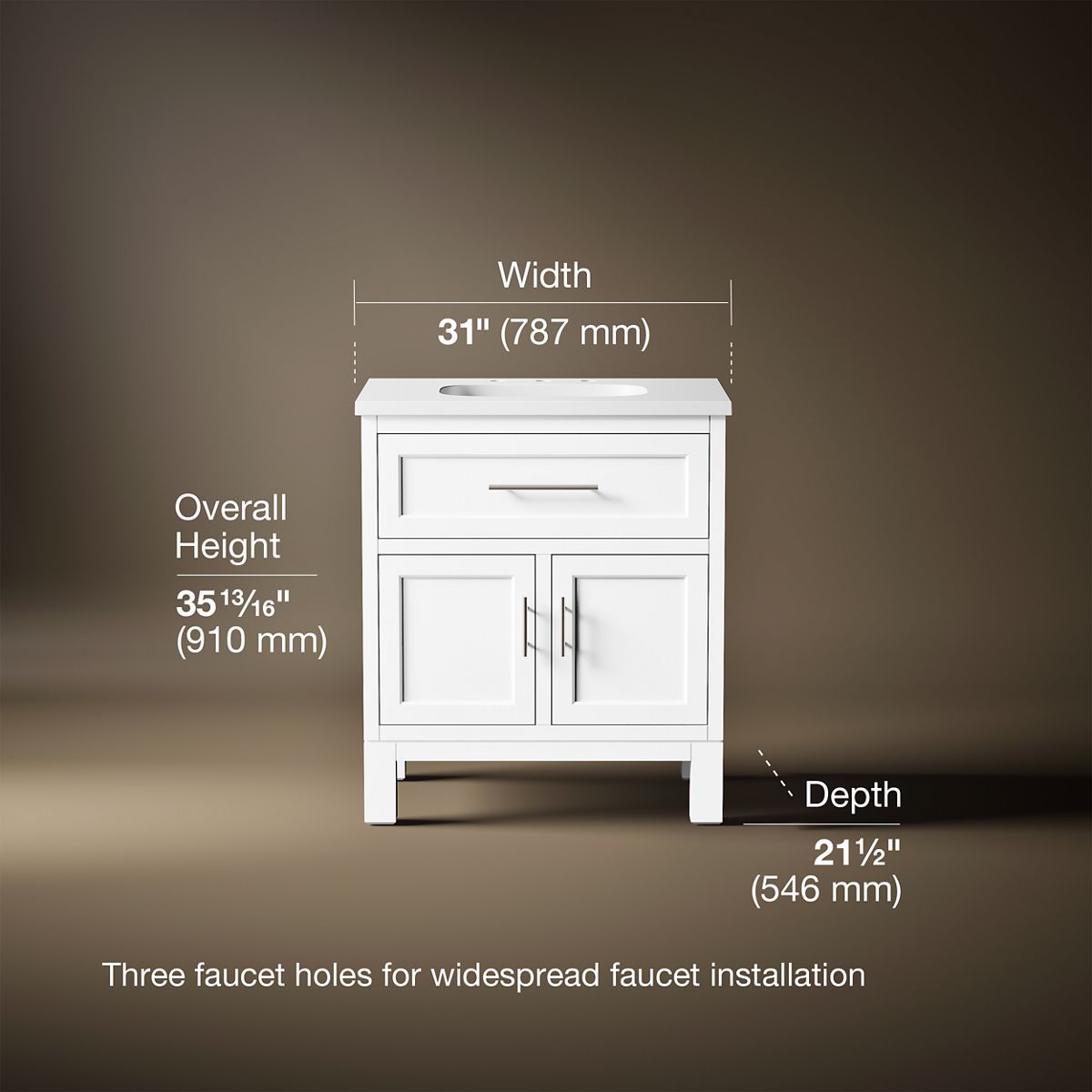 3/4 view of product with dimensions