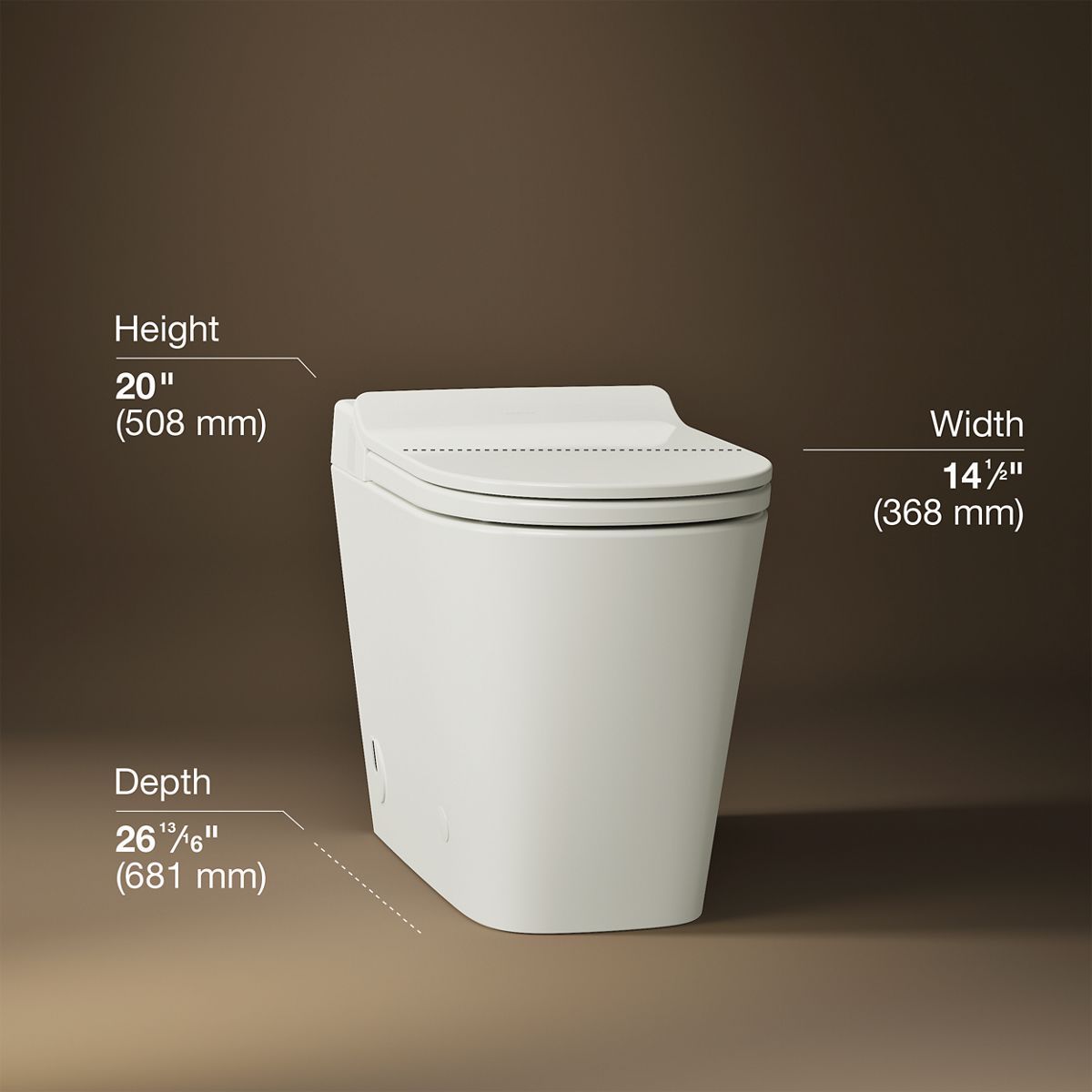 3/4 view of product with dimensions