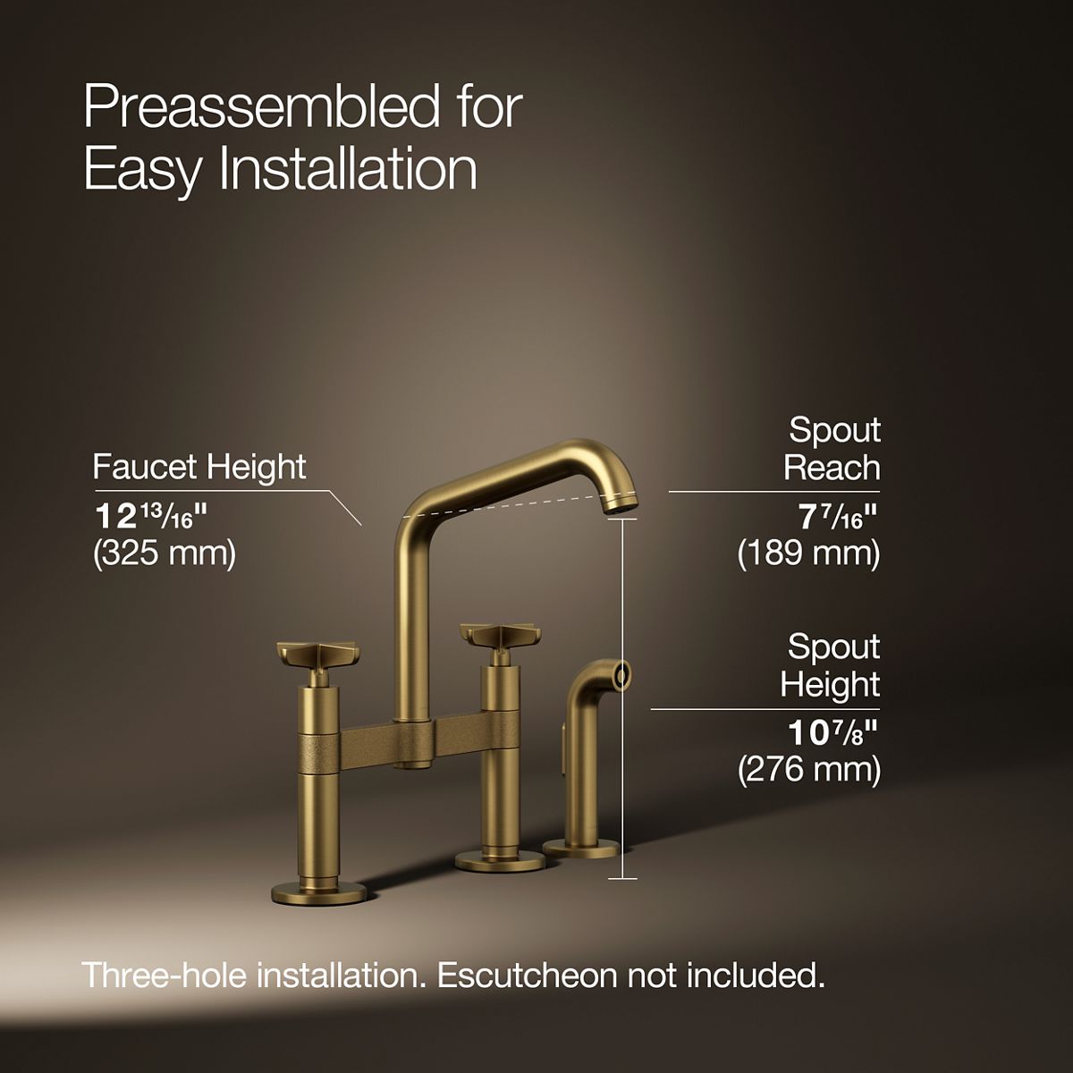 3/4 view of product with dimensions