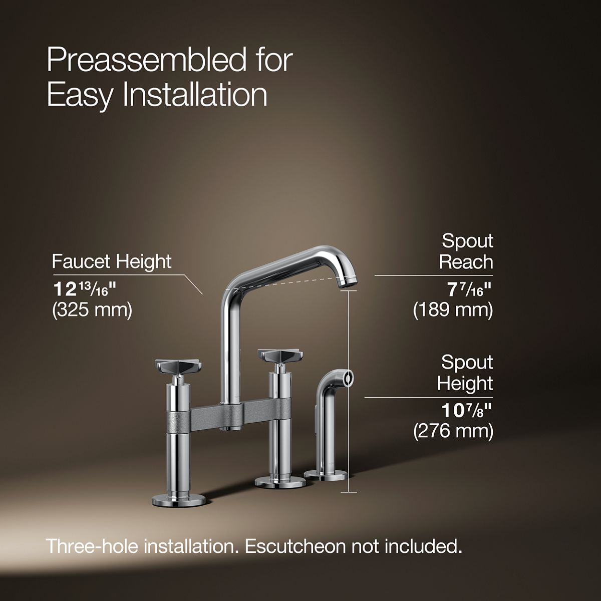 3/4 view of product with dimensions