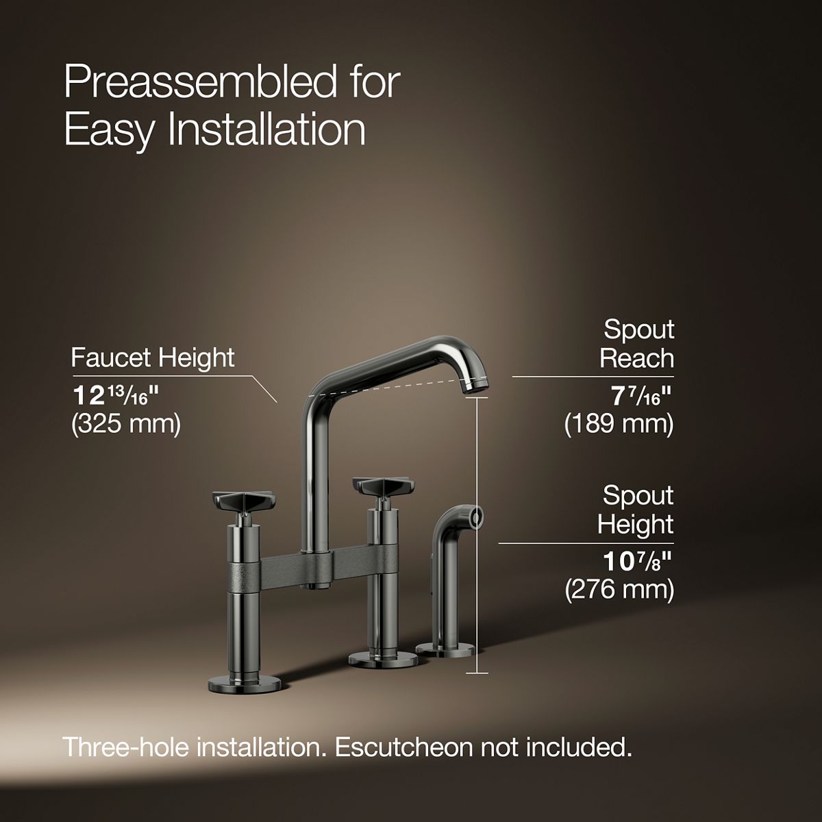 3/4 view of product with dimensions