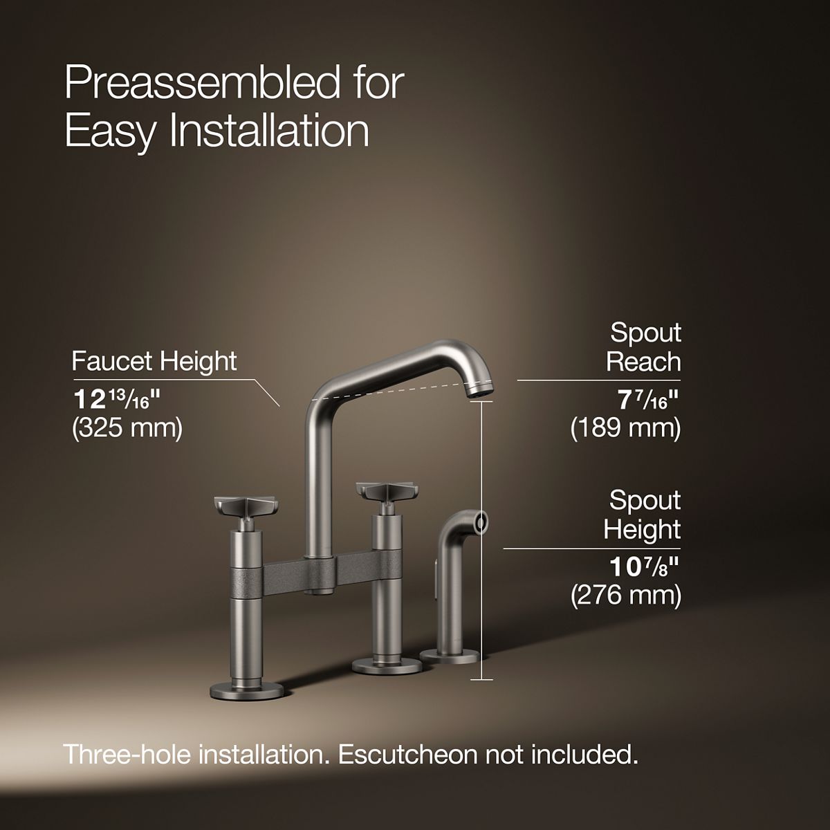 3/4 view of product with dimensions