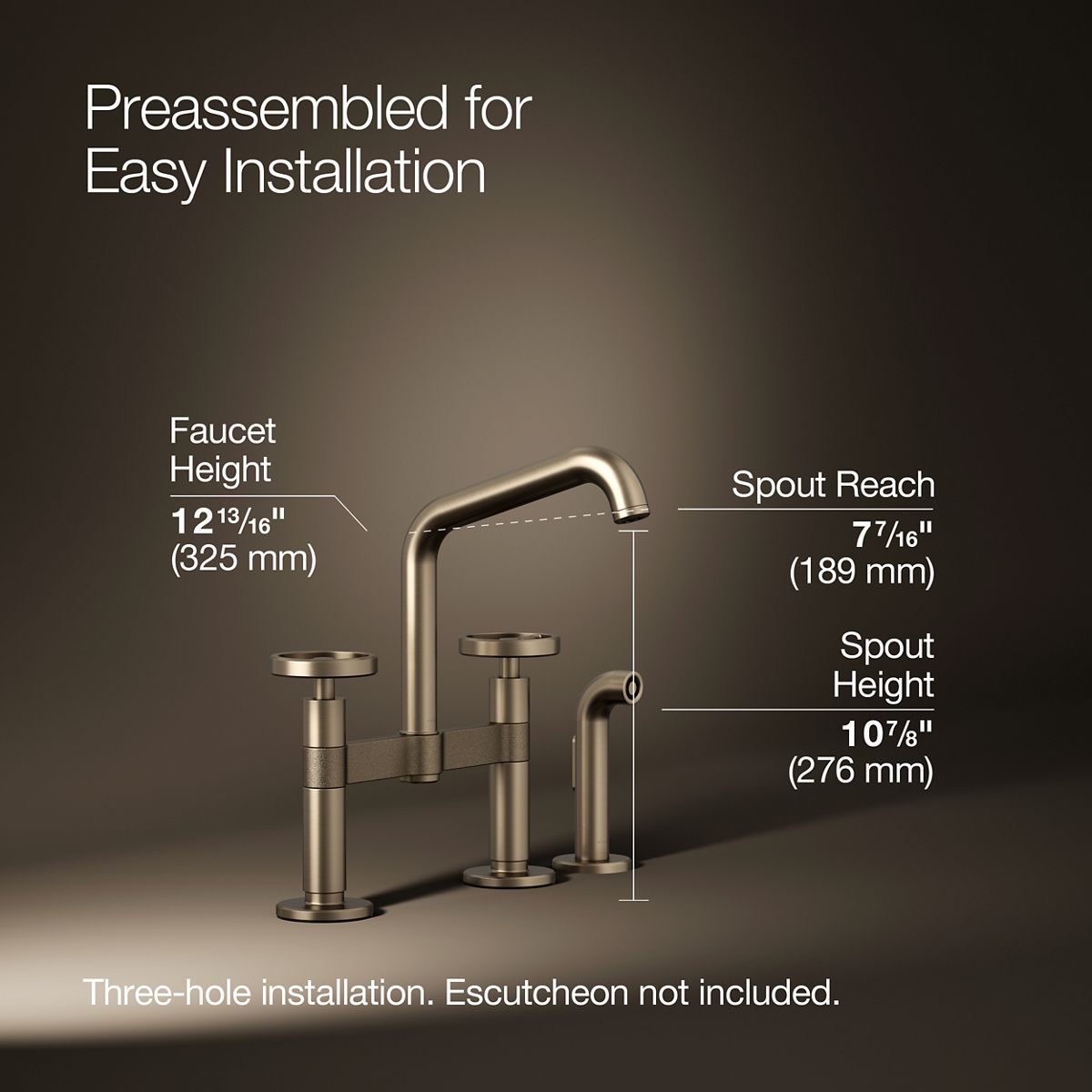 3/4 view of product with dimensions
