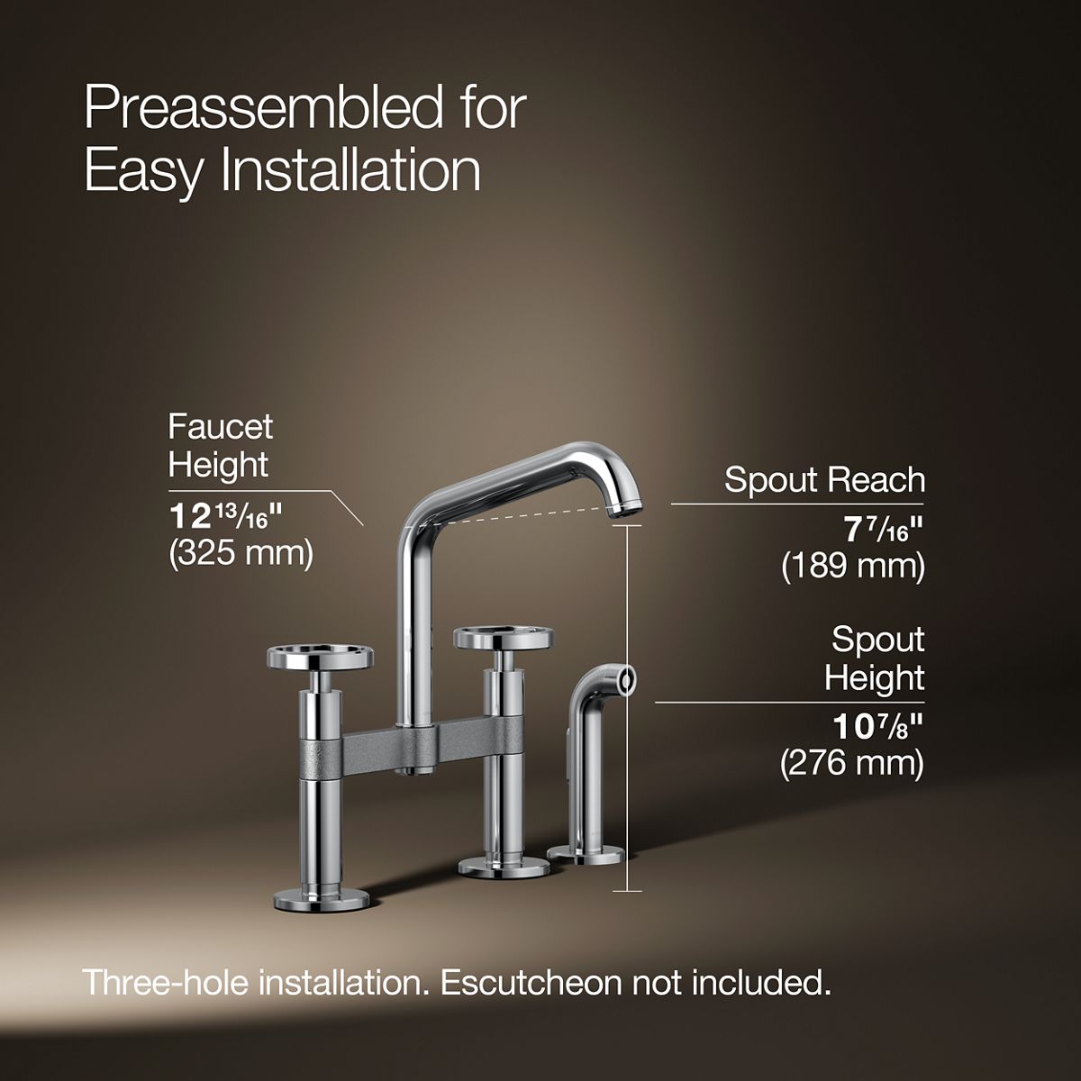 3/4 view of product with dimensions