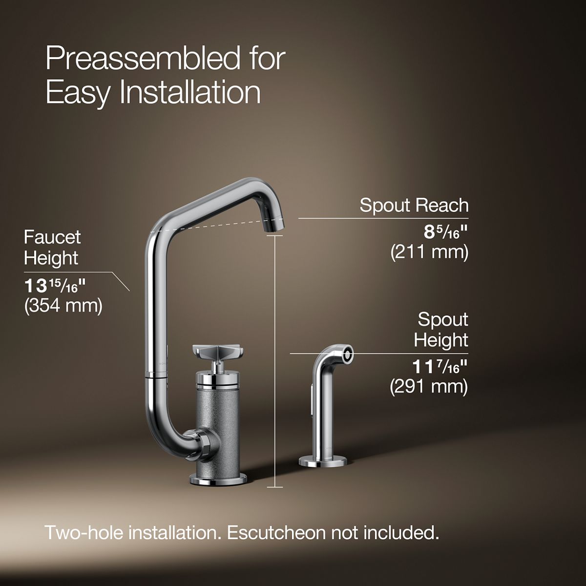 3/4 view of product with dimensions