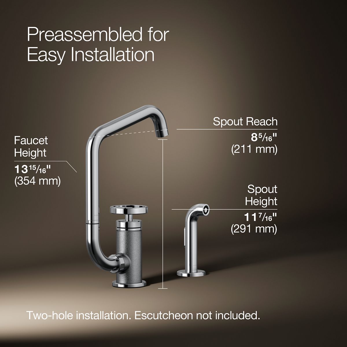3/4 view of product with dimensions