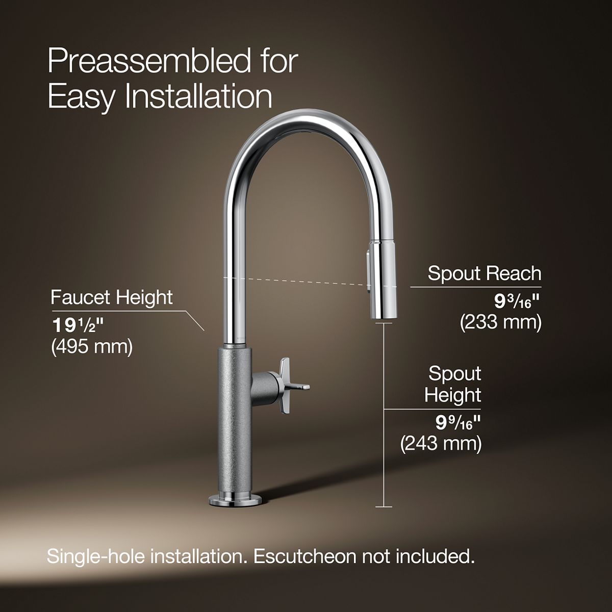 3/4 view of product with dimensions