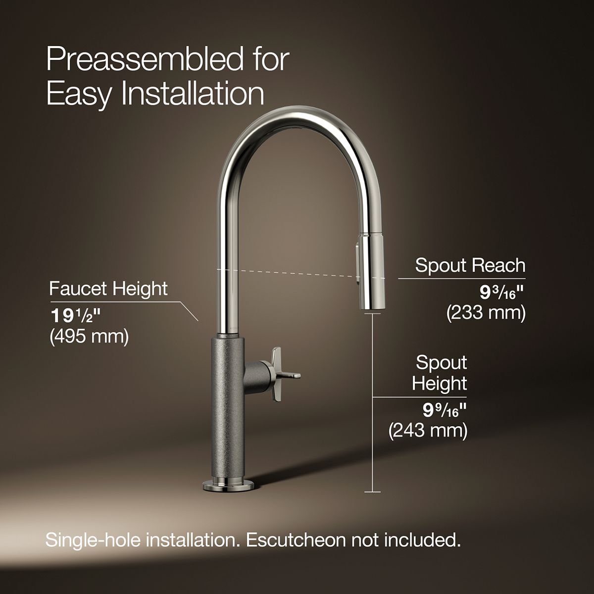 3/4 view of product with dimensions