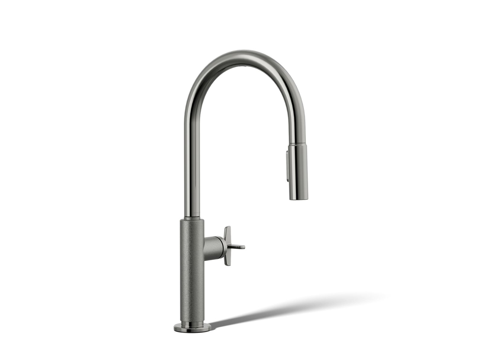 Billet Pull-down kitchen sink faucet with two-function sprayhead