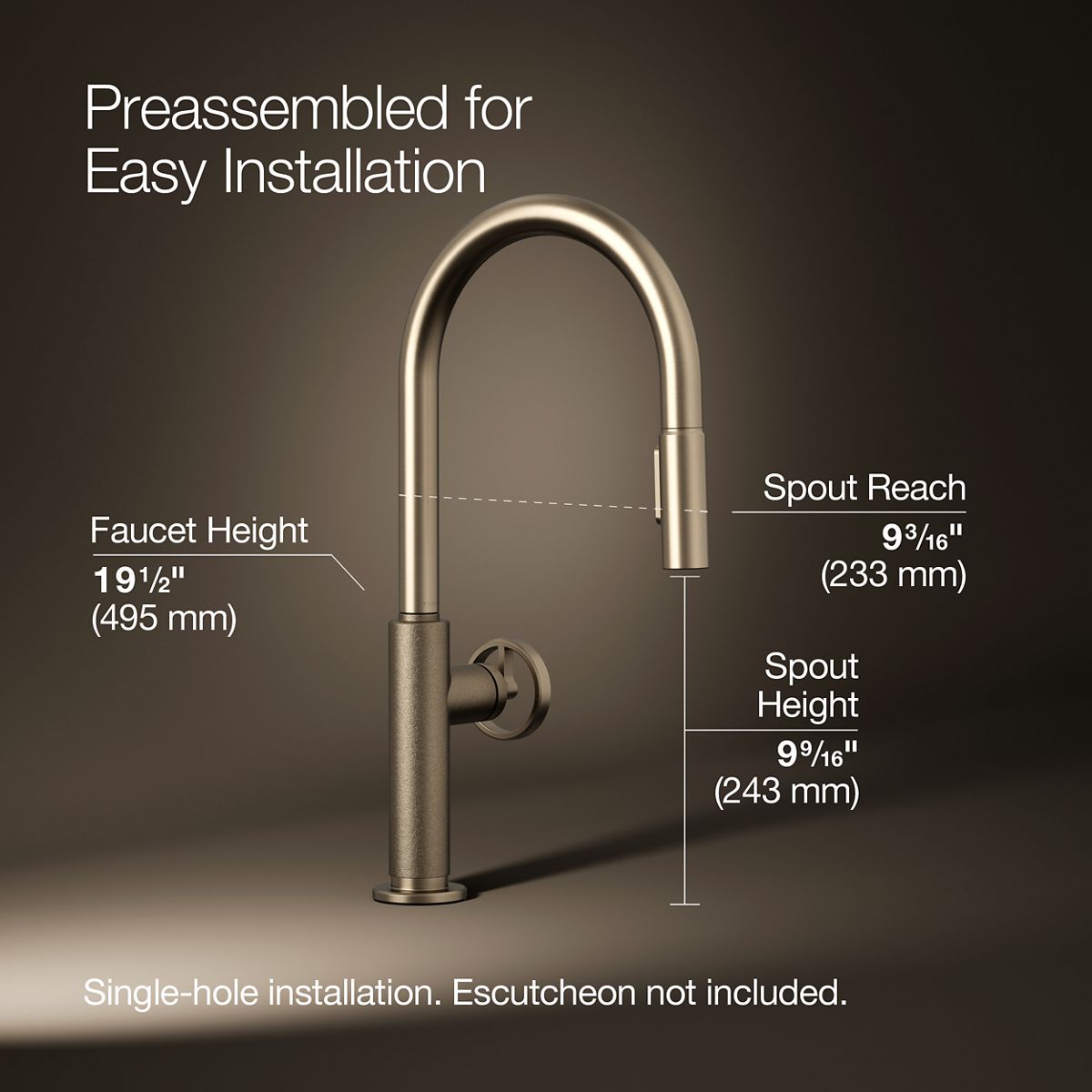 3/4 view of product with dimensions