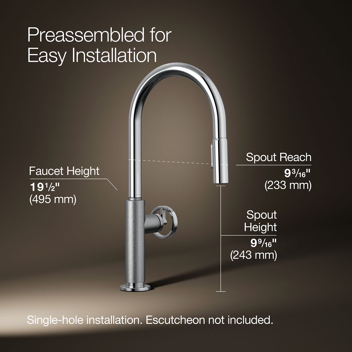 3/4 view of product with dimensions