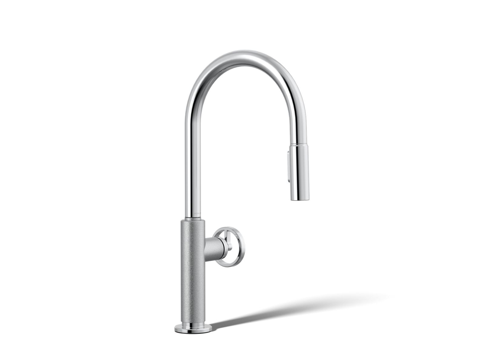 Billet Pull-down kitchen sink faucet with two-function sprayhead