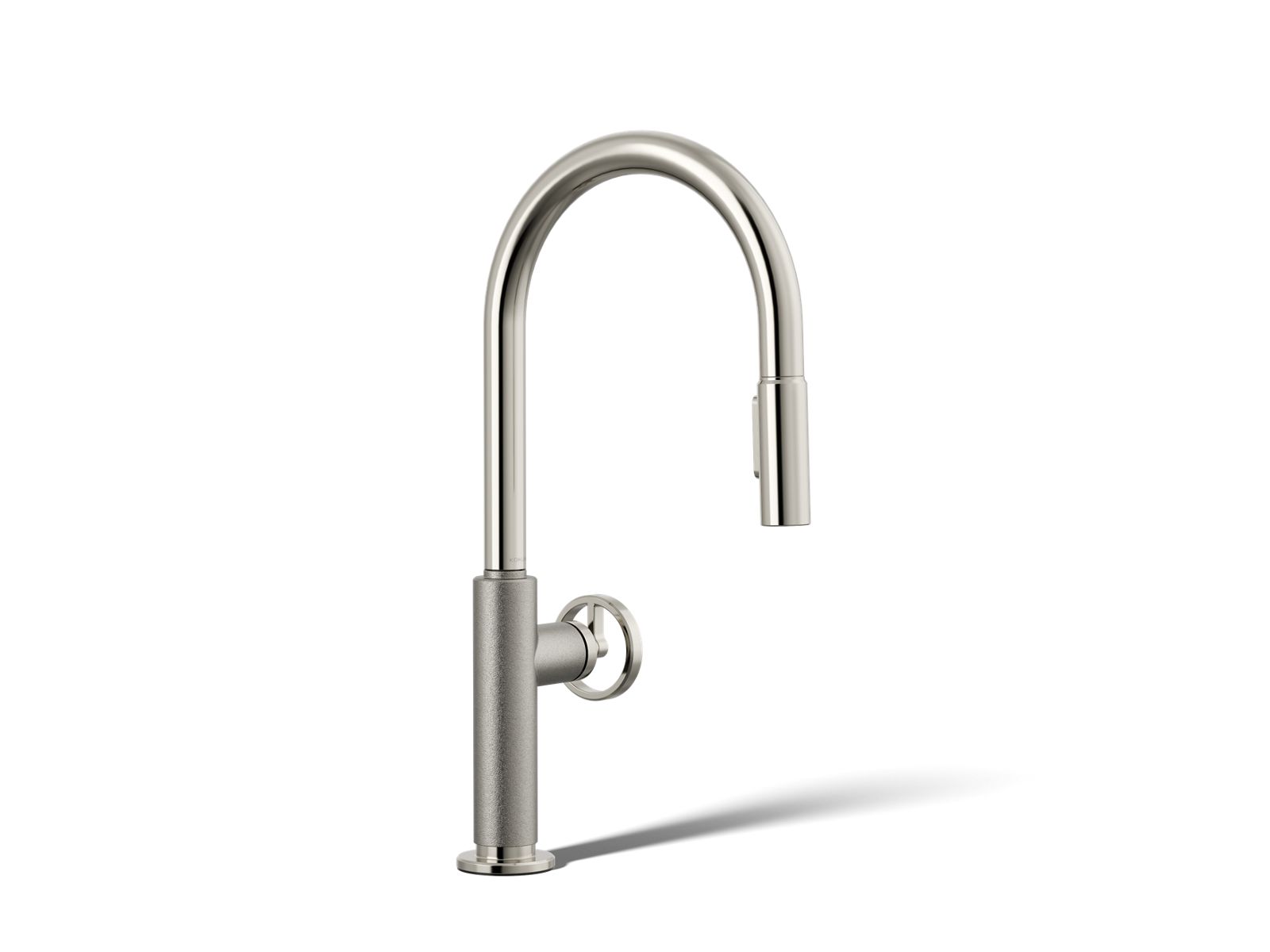 Billet Pull-down kitchen sink faucet with two-function sprayhead