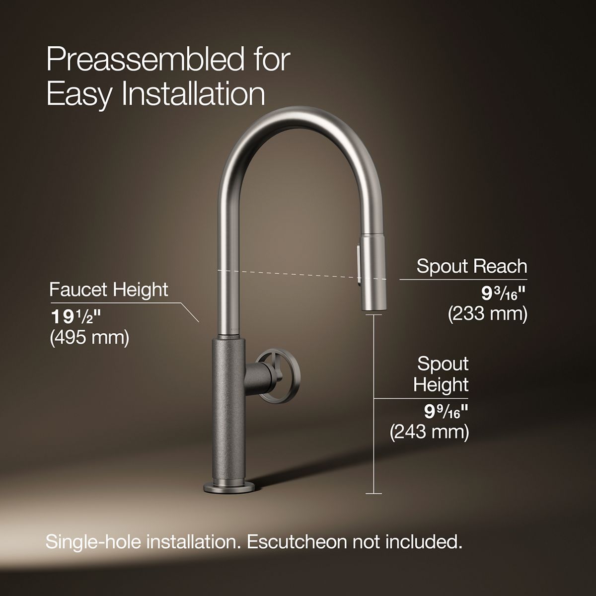 3/4 view of product with dimensions