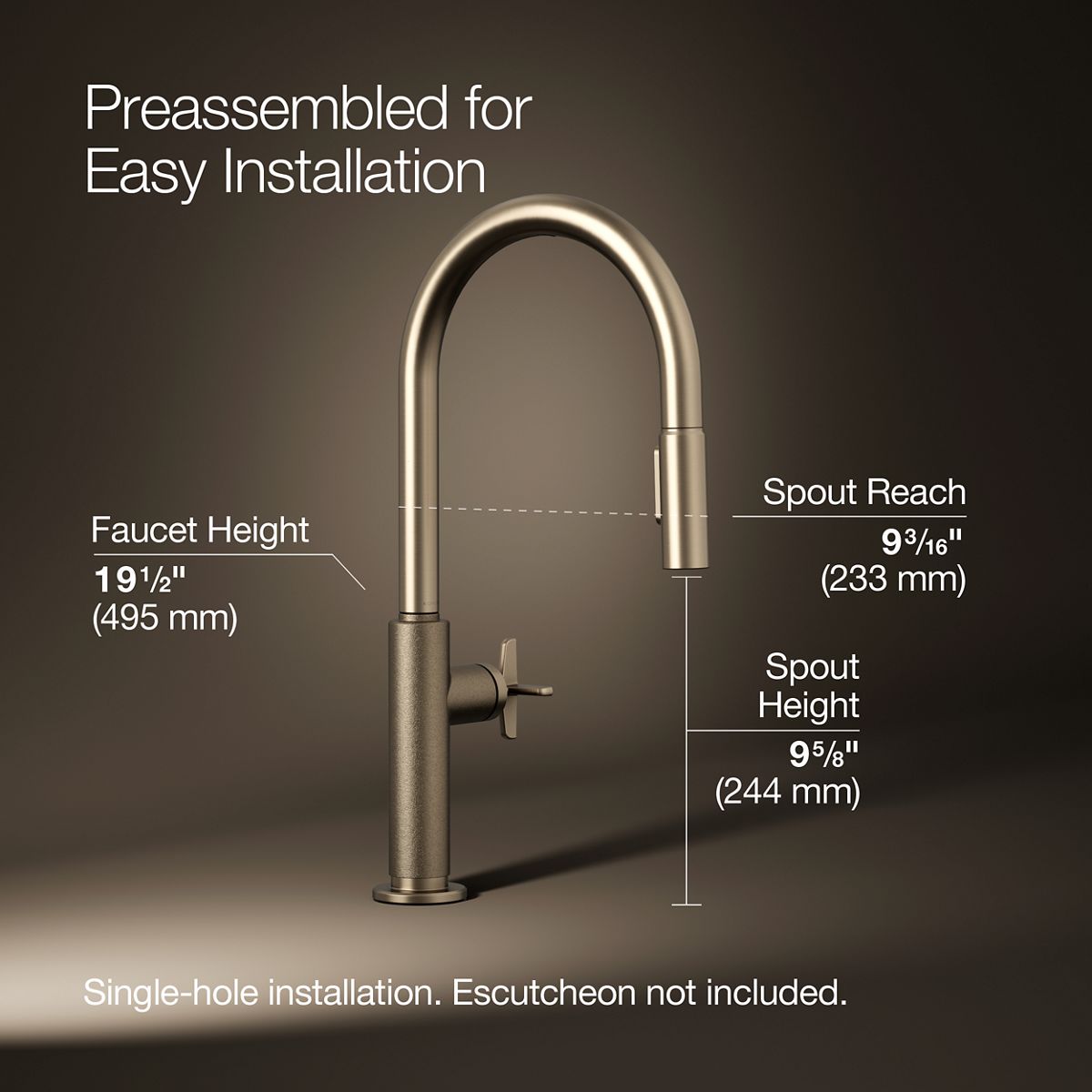 3/4 view of product with dimensions
