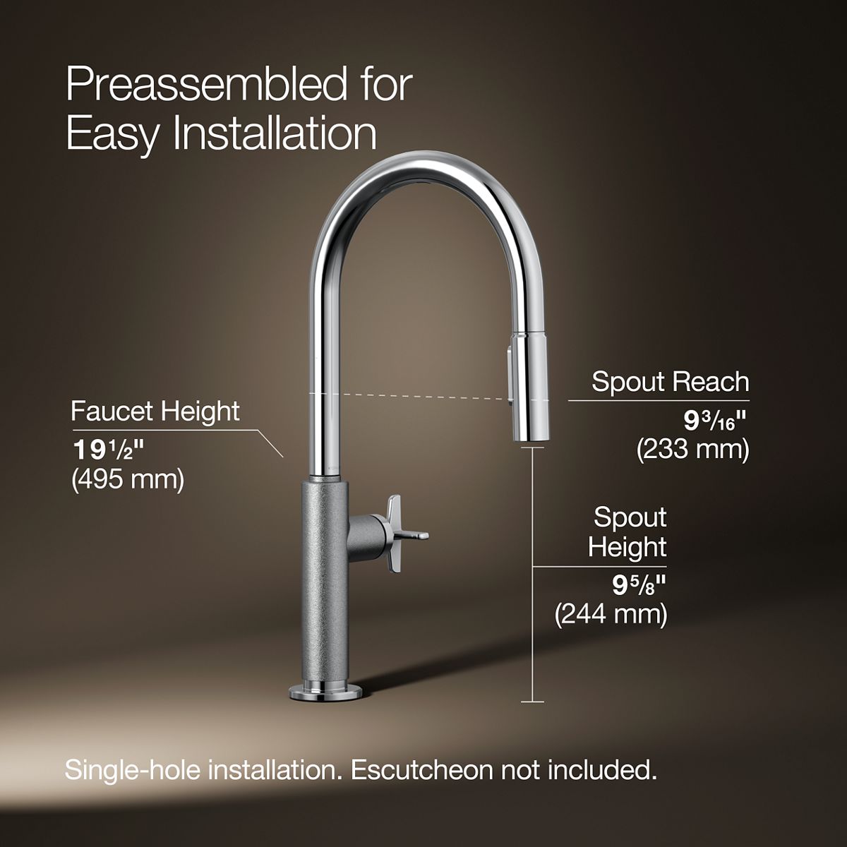 3/4 view of product with dimensions