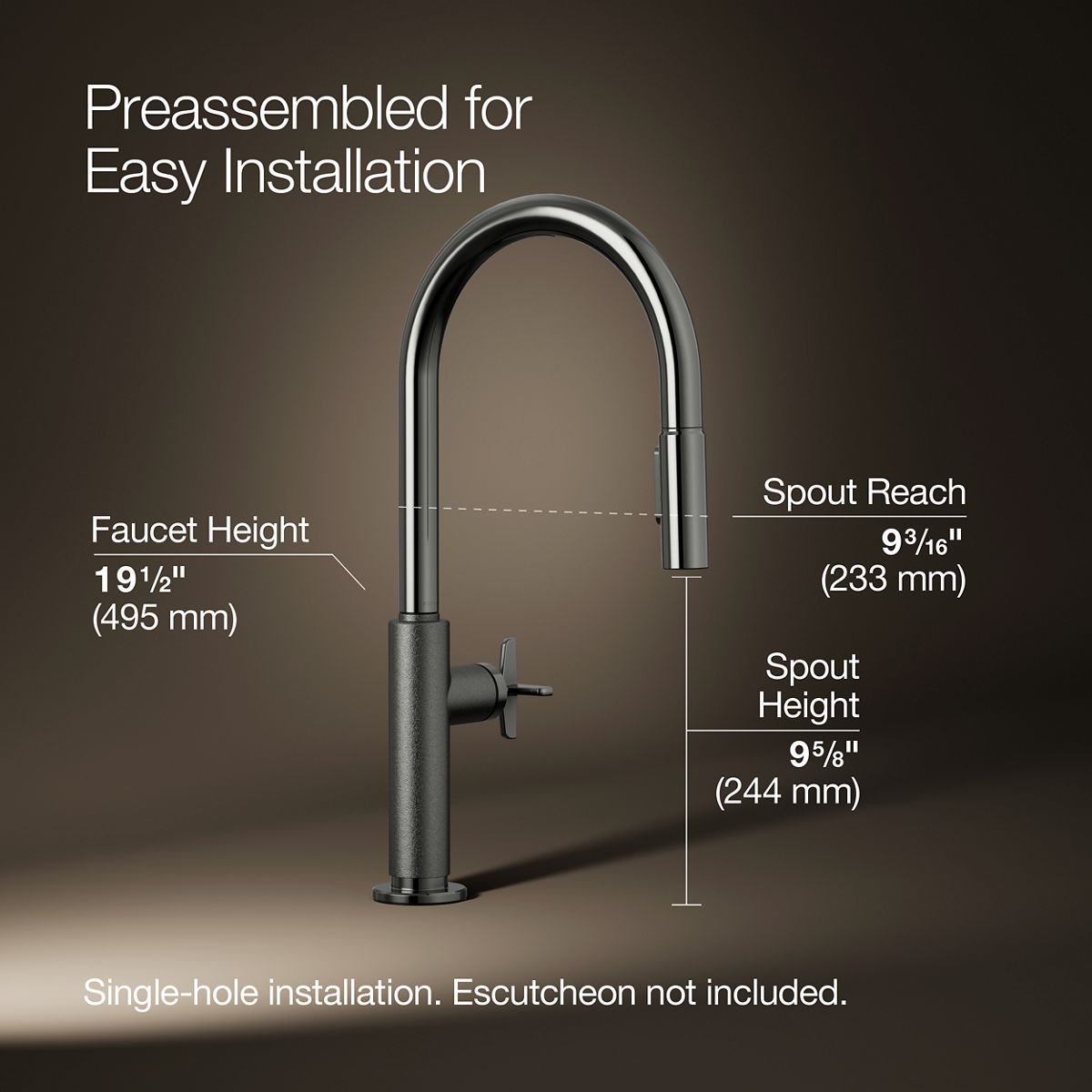 3/4 view of product with dimensions
