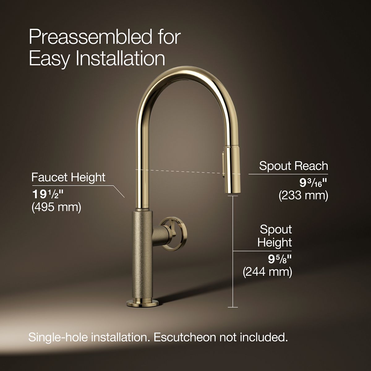 3/4 view of product with dimensions