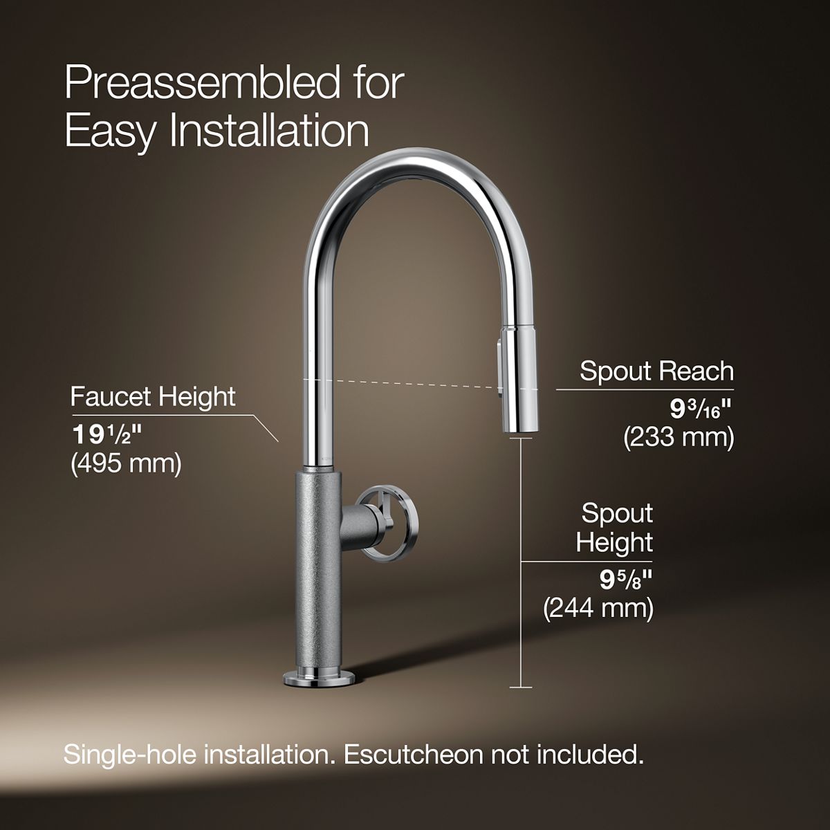 Billet Touchless Pull-Down Kitchen Faucet | K-28670-9RT2 | KOHLER
