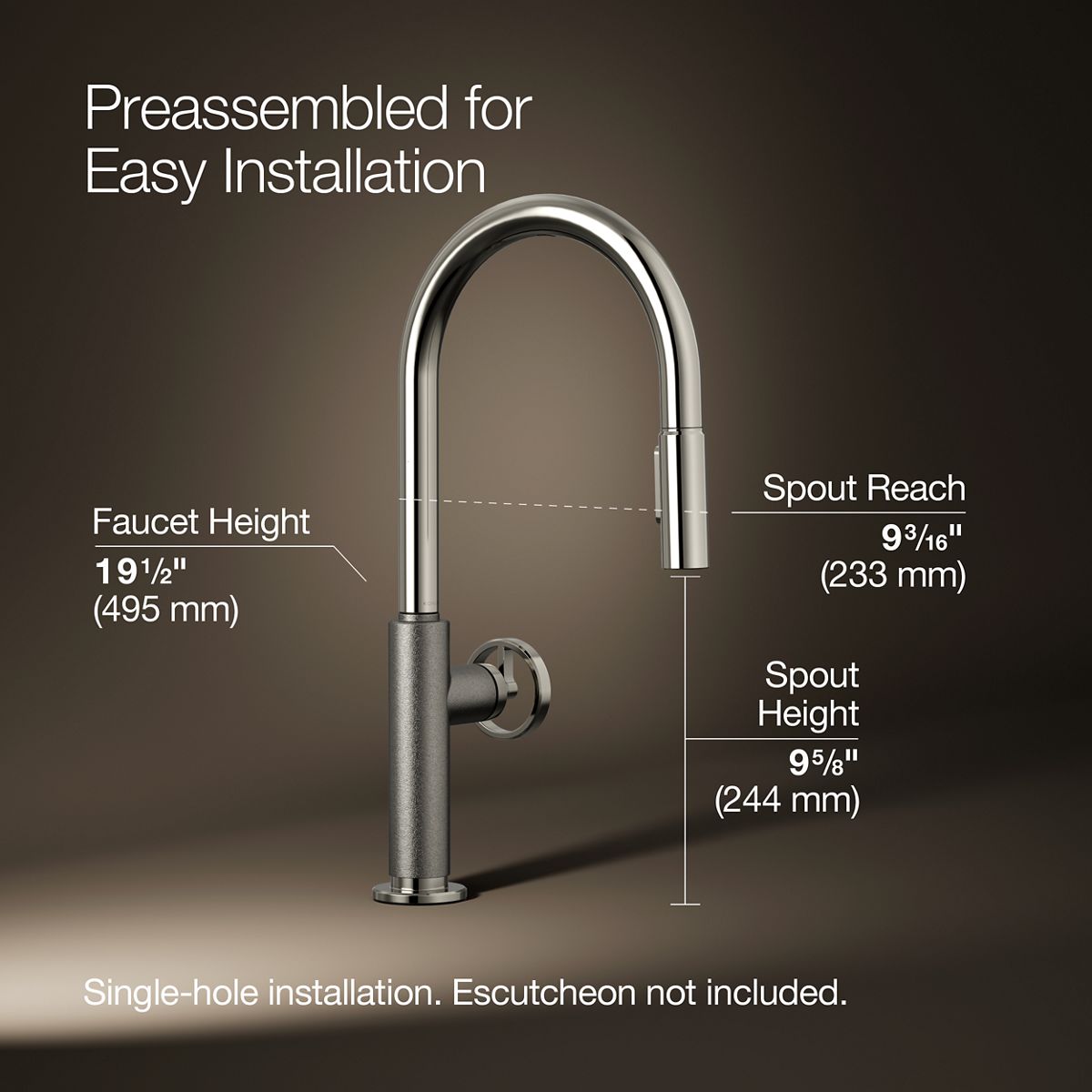 3/4 view of product with dimensions