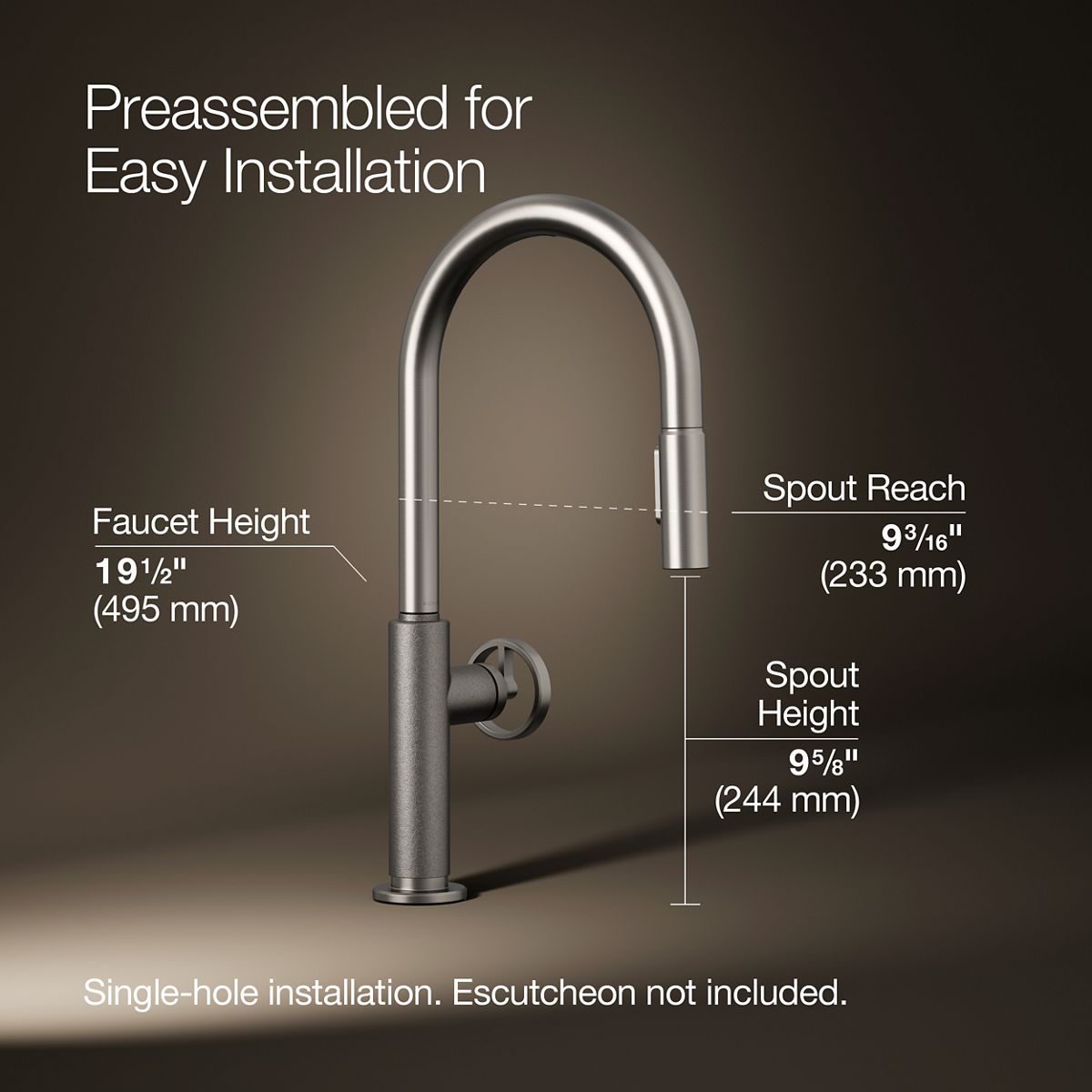 3/4 view of product with dimensions
