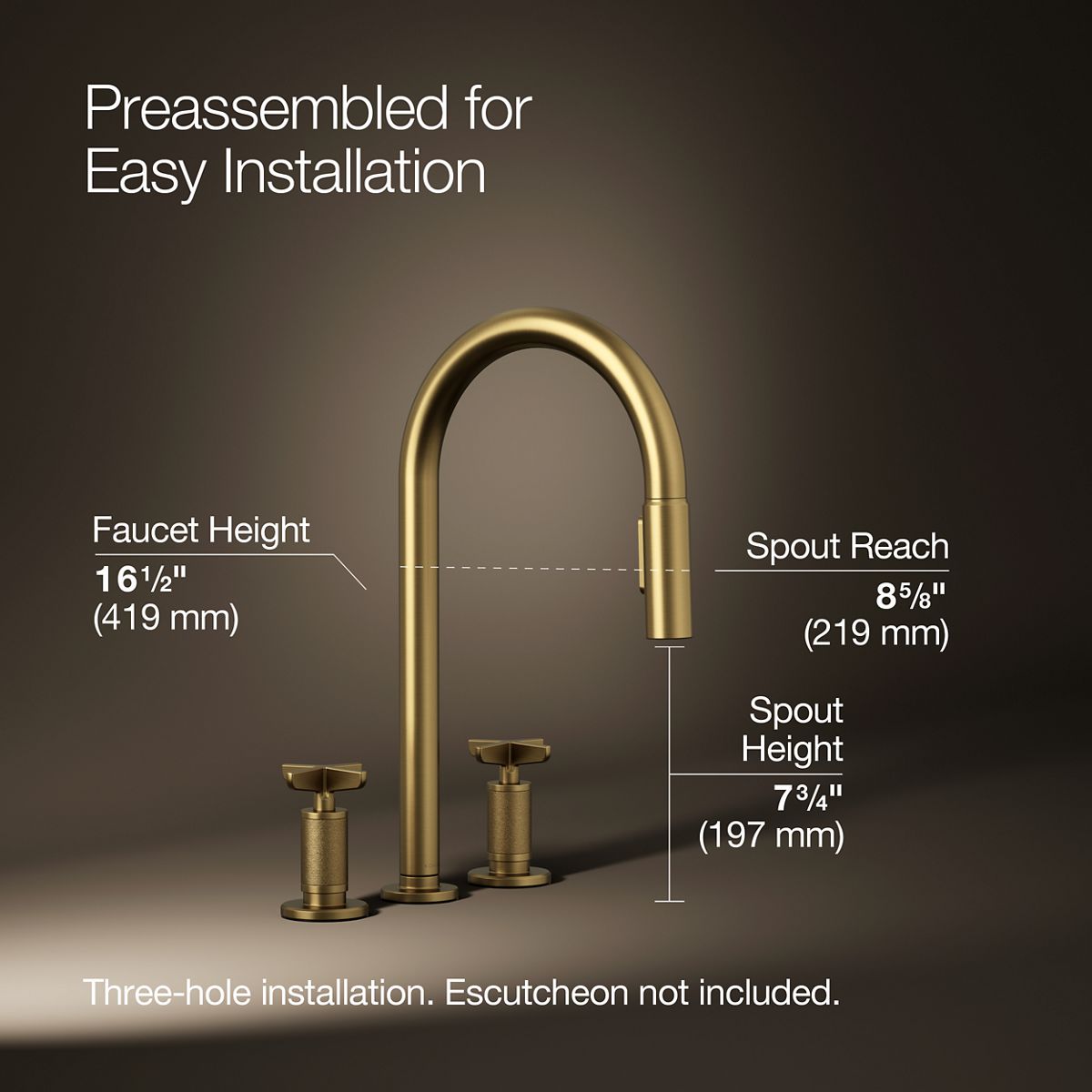 3/4 view of product with dimensions