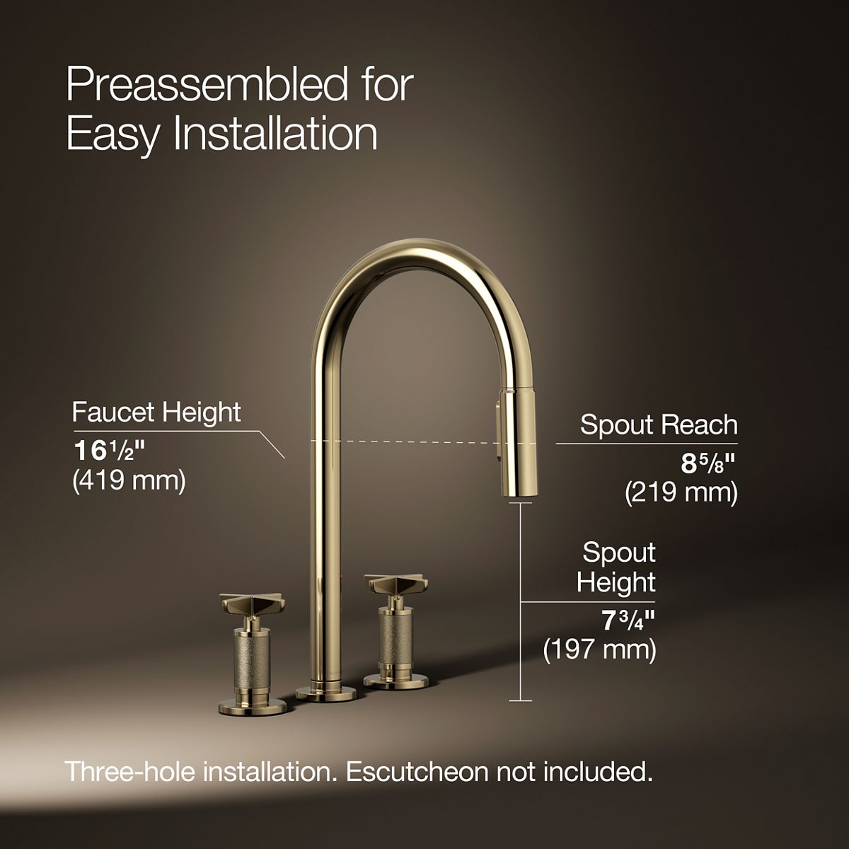3/4 view of product with dimensions